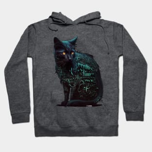 Black Cat of Magic Text Hoodie